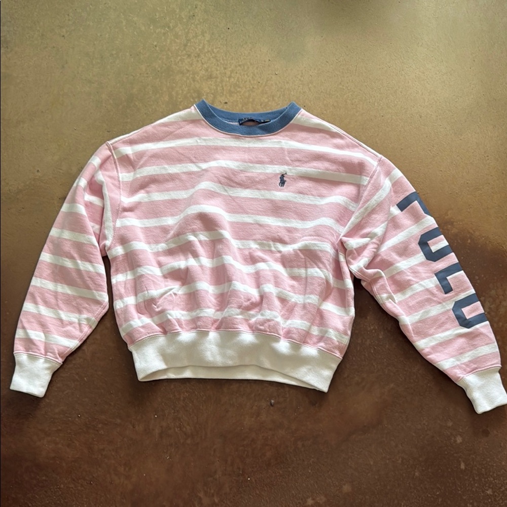 Polo by Ralph Lauren Pink Striped Women’s Winter Cute Sweater Crew Neck